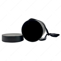 Boîte de tube de ruban cylindrique personnalisée Carton rigide bon marché Boîtes cadeaux rondes en papier de stratification noir mat avec couvercles
