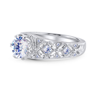 Cincin tunangan berlian tumbuh Lab bulat in18 k emas putih <span class=keywords><strong>1</strong></span> karat VS cincin berlian wanita cincin kustom pabrik perhiasan - Product Image 2