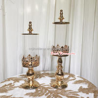 Centre de table de mariage de style européen, pot à bonbons en métal doré, décoration de table de dessert, bougeoir, pot de rangement pour biscuits et snacks