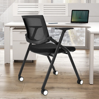 Chaise de bureau ergonomique moderne en maille avec accoudoirs rabattables, support lombaire empilable, pour hôpital et usage domestique