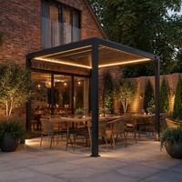 Pergola bioclimatique moderne et écologique pour jardin extérieur, gazebo imperméable pour terrasse et patio, protection solaire.