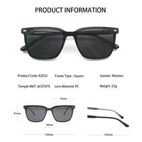 Lunettes de soleil carrées à clip pour femmes, monture en acétate de haute qualité et verres PC UV400, étanches, pour adultes