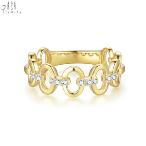 Anillos de Diamantes Naturales Reales de Oro Sólido de 18K, Joyería de Anillos de Cadena con Diseño Exquisito, Personalizables, de Alta Calidad, al por Mayor - Product Image 1