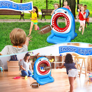 Shark Pool Toys Flying Disc Target Toss Juegos de piscina Set Inflable Football Hoop Ring Toss para niños - Product Image 2
