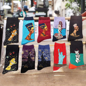 Meias Esportivas Felizes de Algodão com Arte para Homens e Mulheres, <span class=keywords><strong>Design</strong></span> Casual de Pintura Famosa, Logo Engraçado, Antiderrapante, Antibacteriano e Ideal para o Outono - Product Image 2