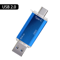 Memoria USB en Oferta, 8GB 16GB 32GB 64GB 128GB, Interfaz Dual Tipo-C y USB 2.0, Unidad Flash 2 en 1 (Negro y Azul)