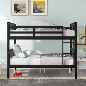 Full Over Full <b>Bunk</b> <b>Bed</b> With Ladder Espresso Kids Teen Bedroom Furniture - Product Image 2