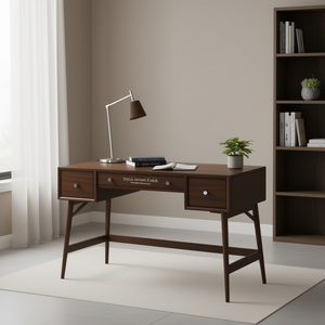 Bureau d'écriture en placage de noyer avec tiroirs de rangement, mobilier de bureau moderne du milieu du siècle - Product Image 2