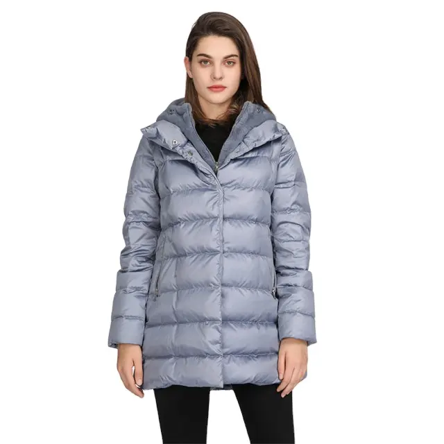 Customized warm faux fur hooded ladies down long plus size women jacket winter coat