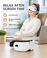 Masseur oculaire sans fil portable avec compression d'air, masque chauffant pour les yeux, vibration, audio Bluetooth, design pliable et rechargeable