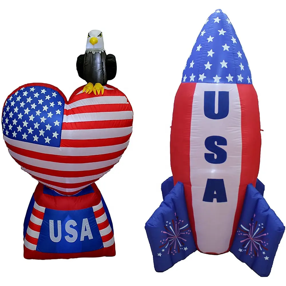 5 футов высотой патриотический День Независимости 4 июля Надувное любовное сердце с американским флагом и лысовым орлом рекламные надувные изделия