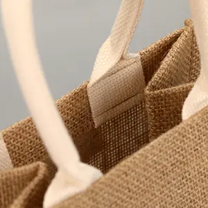 Tas rami dapat digunakan kembali tas belanja rami goni kustom kualitas tinggi untuk wanita