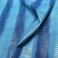 Couche supérieure en cuir de crocodile bleu personnalisé, cuir de vachette Vintage imprimé de crocodile