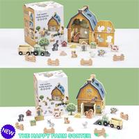 Jouet d'étable en bois pour trier et assortir les animaux de la ferme pour les tout-petits, ensemble de jeu éducatif Montessori avec fermier et tracteur