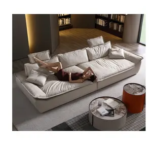 Couch Living room I Shape Leather modern sofa white