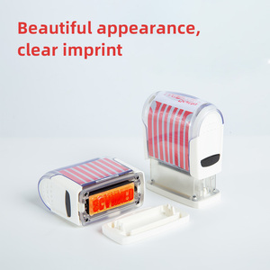 Tampon encreur pré-encré en plastique avec encre rouge intégrée, impression numérique pour usage bureautique, gestion efficace des documents - Product Image 3