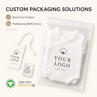 Baju Kimono Bayi Baru Lahir Lengan Pendek Putih Katun Organik Gots, Polos, Unisex untuk Bayi Laki-laki dan Perempuan