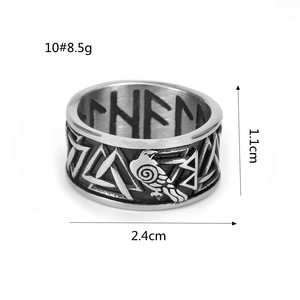 European American Retro Stainless Steel Men's <b>Ring</b> Viking Runes Geometric Design Gift Jewelry - Product Image 5