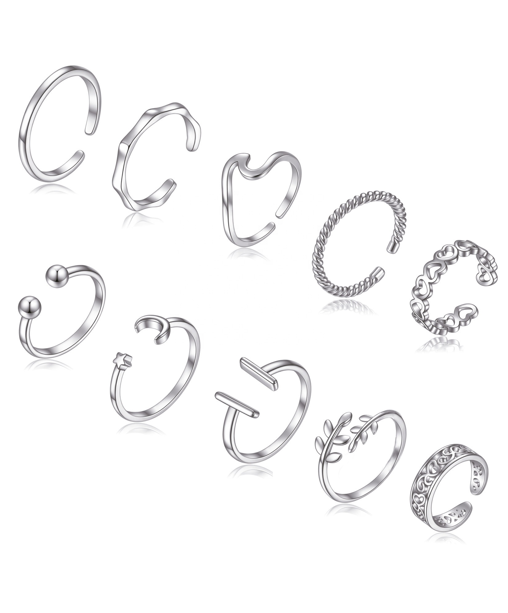 Profession eller Lieferant Ringset exquisiter stapelbarer Daumen Zehen Fingerring verstellbarer Ring mit offenem Winkel für Frauen Mann