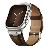 Bracelet en cuir robuste et durable avec connecteur métallique pour Apple Watch Ultra 49 mm pour femmes et hommes, compatible avec iWatch Ultra 10 9 8 7 6 5