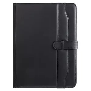 Custom A4 Business Pu Leather Document Organizer Sublimation Portfolio Presentation Folder Padfolio With Calculator And Note Pad