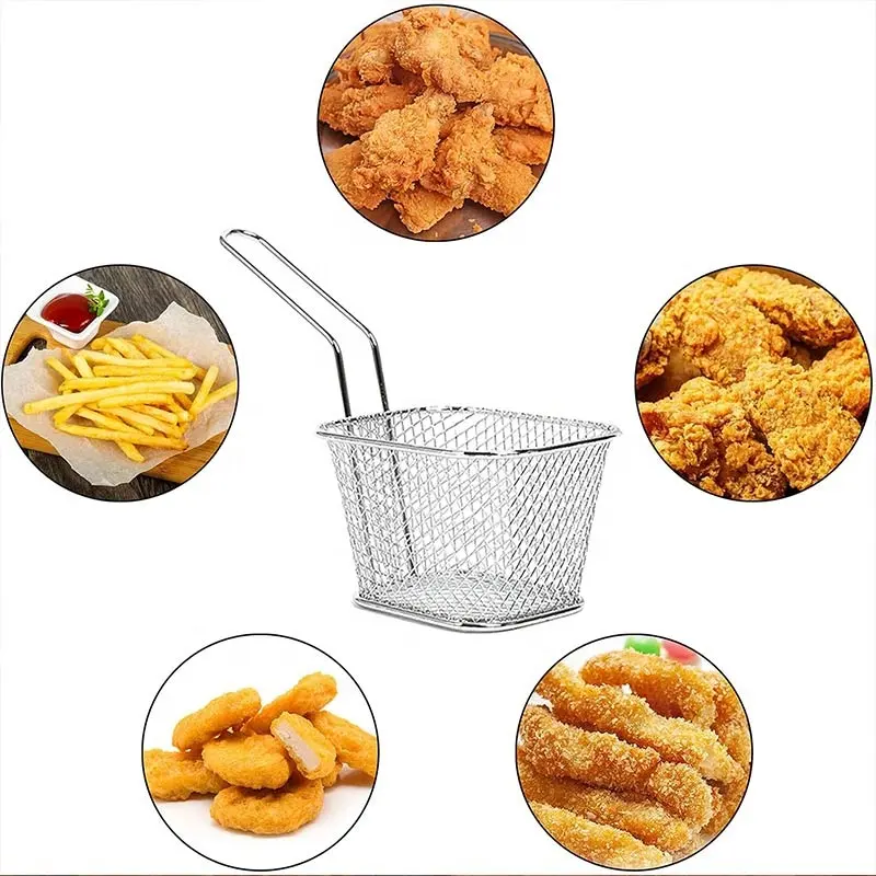 Air fryer Mini Chip Baskets French Fries Basket Square French Fry Basket Stainless steel Food Strainer