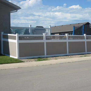 Cao cấp riêng tư thiết kế mới Vinyl hàng rào 2 tone màu xám hoặc tan PVC picket hàng rào hàng đầu - Product Image 4