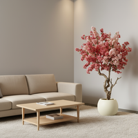 Arbres artificiels de luxe en fleurs de cerisier rose colorées de 200 cm, fleurs de cerisier japonaises Sakura, matériau plastique, durée de vie de 5 ans, intérieur/extérieur
