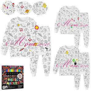 All'ingrosso abbigliamento da ragazza estivo <span class=keywords><strong>pigiama</strong></span> a manica corta Set <span class=keywords><strong>pigiama</strong></span> da colorare a maglia per ragazze e ragazzi - Product Image 2