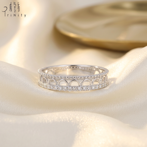 Anillo de Eternidad de Diamantes Naturales en Oro Blanco Sólido de 18K, Diseño Clásico, Minimalista, Hecho a Mano, Venta al Por Mayor en China - Product Image 1