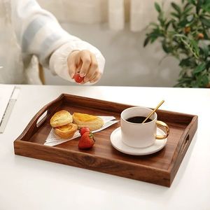 South American Walnut Wood Solid Wood <b>Tray</b> Rectangular <b>Tea</b> <b>Tray</b> Household Serving <b>Tray</b> For Coffee <b>Tea</b> Storage - Product Image 2