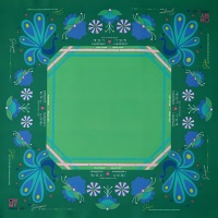 Tuiles de Mahjong Américain Vert Sauge Foncé avec Tapis de Mahjong Imprimé Floral Assorti – Jeu Familial
