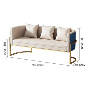 Muebles de recepción comercial modernos de lujo, juego de sofás tapizados de dos tonos para oficina, marco de Metal dorado, sala de estar ejecutiva para Hotel - Product Image 6