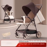 Poussette bébé tout-en-un légère pour 0-6 ans, 165 °   Fauteuil inclinable, pliage à une main, siège surélevé avec plateau et soutien lombaire