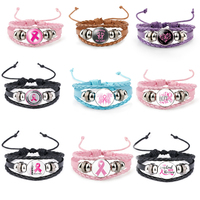 Bracelets à la mode avec motif de foi, force, Courage, bijoux inspirants, Bracelet de sensibilisation au Cancer du sein, ruban rose