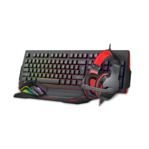 Havit Kb868Cm 4Pcs Hintergrund beleuchtete RGB PC Laser Combos De Teclado Y Raton Gamer Gaming Kit 4 In 1 Kopfhörer Tastatur und Maus Combo