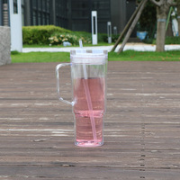 Vaso Térmico Transparente de Plástico de Doble Pared de 40oz, Irrompible, Preperforado, Tipo Bola de Nieve, para Regalos Empresariales, Venta al por Mayor