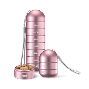weekly pill organizer lovely pink water-proof aluminum pill storage cases pill box 7 days