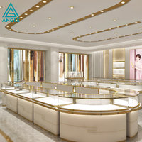 Vitrine de présentation de bijoux de luxe sur mesure, écologique, robuste, avec éclairage LED, vitrine en verre moderne pour magasin de vente au détail de bijoux