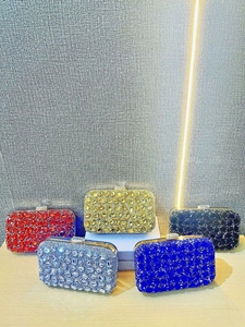 Diamant incrusté couleur dorée fête sac de soirée strass <span class=keywords><strong>pochette</strong></span> Banquet mode Socialite court poignée en métal embrayages - Product Image 6