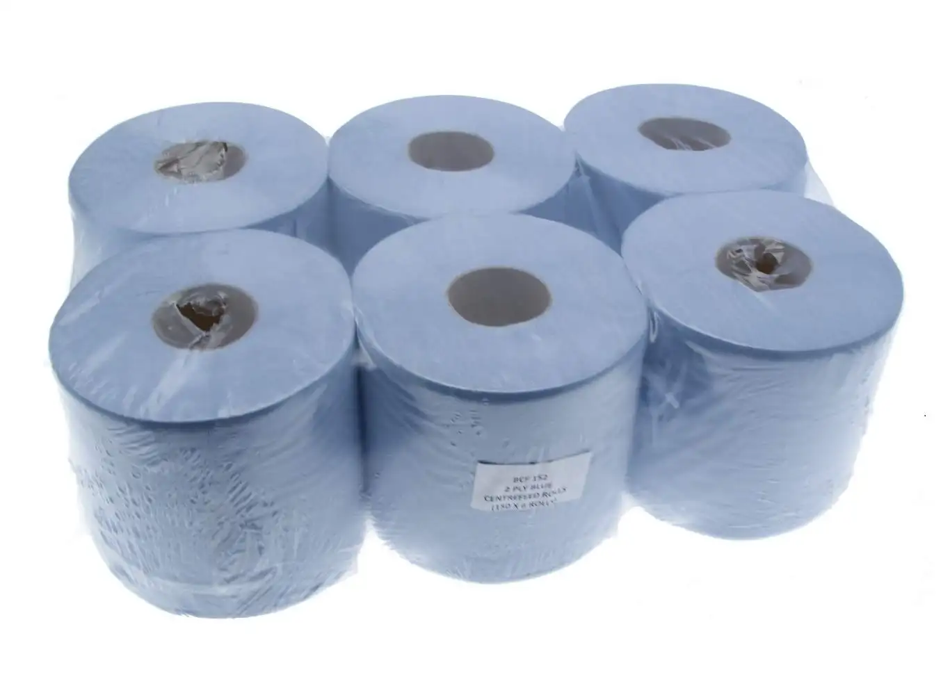 6 X Blauw Papier Rolls - 2 Ply Reliëf Centre Feed-Handdoek Tissue Rollen