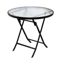 Tables en verre de patio extérieur, moins cher, pliables, jambes rondes en métal, meubles de fête modernes en fer