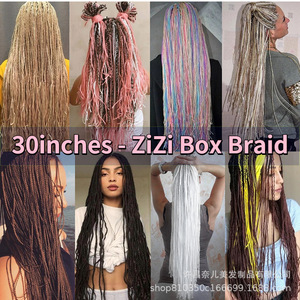 ZIZI Box <span class=keywords><strong>Braid</strong></span> 30 pouces 100g Fibre basse température Fil haute température Couleur unie Fine Longue Tresse à trois brins Cheveux Dreadlock - Product Image 4