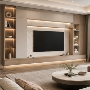 Paneles Decorativos para TV con Revestimiento de Madera UV y Cristal de Carbono, Losas de Piedra <span class=keywords><strong>Pandora</strong></span> con Aspecto de Mármol, Núcleo de Madera Mixta, Estilo Moderno Clásico Europeo - Product Image 1