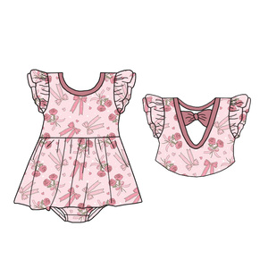 Nuovo Stile di Abito a Maniche Corte su Misura per Bambine con Finiture in Pizzo e Fiocco sul Retro Abbigliamento di Alta Qualità. - Product Image 1