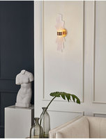 Applique Murale LED Moderne Décorative de Luxe avec Base en Fer et Abat-jour en Albâtre, Télécommandée, pour Chevet, Hôtel, Villa