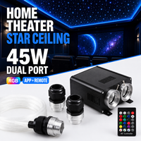 Illuminateur à fibre optique professionnel 45W à double port, kit de plafond étoilé RGB pour hôtel, KTV, cinéma maison