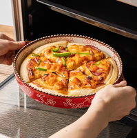 MIXWARES Plat à tarte en céramique de 10,5 pouces avec double poignée, plat de cuisson rond profond de 880 ml pour la cuisson, le rôtissage, la lasagne, le quiche