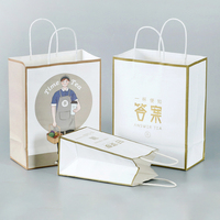 Sac en papier kraft personnalisé pour café à emporter, sac cadeau pour restaurant, sac en papier jetable pour thé au lait