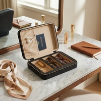 Boîte de rangement pour lunettes en cuir PU noir de luxe, 3 emplacements, organiseur de voyage portable pour lunettes, bijoux et petits objets essentiels